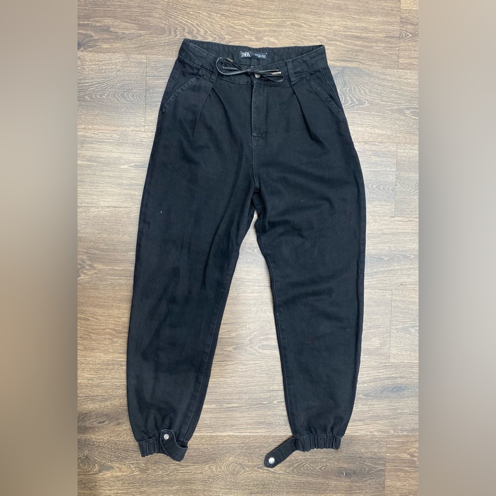Zara jean joggers with leather tie waist